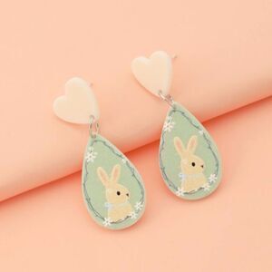 Rabbit and Heart Drop Earrings